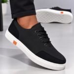 Basket Homme Élégance Urban – Noir – Semelle Blanche