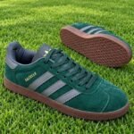 Basket Homme Gazelle Style Rétro Vert – Finition Suédine & Semelle Gomme