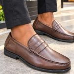 Mocassin Homme Prestige Élégance – Marron Café & Semelle Noire