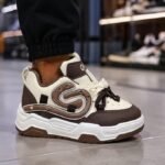 Basket Enfant Urban S – Sneakers Tendance à Semelle Épaisse – Marron & Beige
