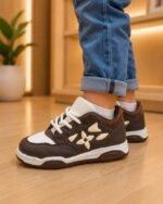 Basket Enfant Urban Flower – Sneakers Confortables & Tendance – Marron/Blanc