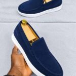 Mocassin Homme Urban Chic Bleu – Style Élégant à Semelle Blanche