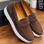 Mocassin Homme Urban Élégance – Marron & Semelle Blanche