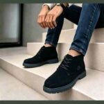 Bottine Homme Noire à Lacets – Style Urbain Premium, Élégance et Semelle Crantée