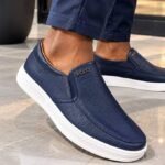 Mocassin Homme Urban Confort – Bleu Marine à Semelle Blanche
